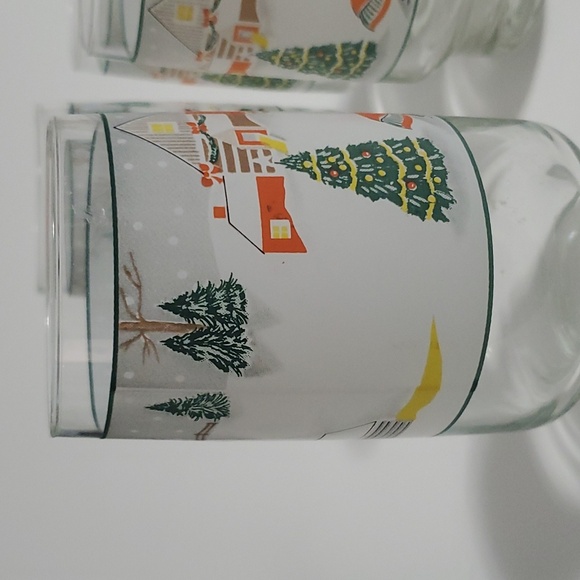 6 Libbey Sango Silent Night Vintage Winter Christmas Footed Beverage Glasses - Picture 5 of 5